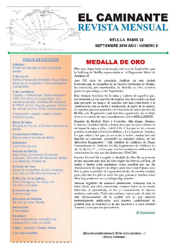 Portada de EL CAMINANTE núm. 9 Portada de EL CAMINANTE núm. 9