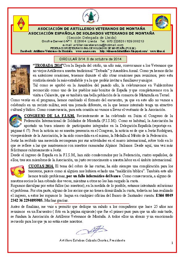 AAVM. CIRCULAR 3-14r AAVM. CIRCULAR 3-14r