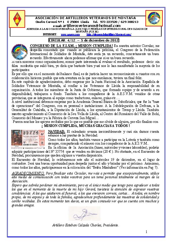 AAVM. CIRCULAR 4-12 AAVM. CIRCULAR 4-12